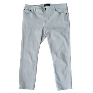LRL Lauren Ralph Lauren Straight Cropped Classic Pants Women Size 12 Beige White